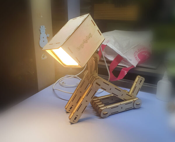 Dog desk lamp, Creative Wooden table lamp, wooden constructor, Laser cut vector files, glowforge plan - Image 6