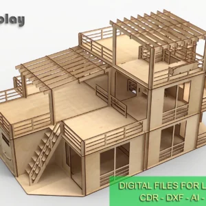 Set of Dollhouse 4c + Garage 4c 1/12 scale