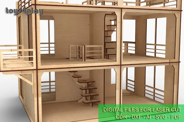 Laser Cut Dollhouse Kit - DIY 1:12 Scale Miniature House Plans - Image 3