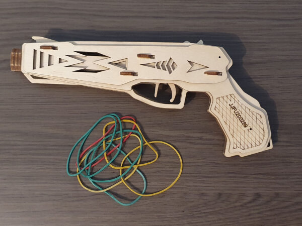 Rubber band gun cosmo style and targets. Laser cut files