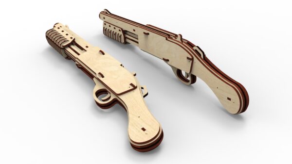 Wooden Toy Rubber band shotgun T4P8877 and targets. Laser cut files - Image 6