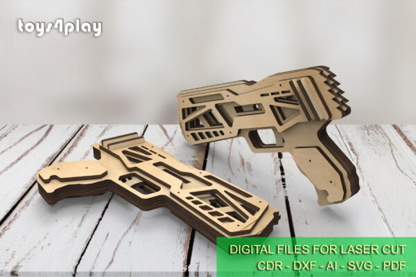 Small simple rubber band gun and targets. Laser cut files - Image 2