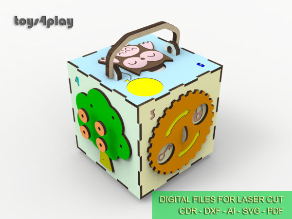 Toys Busy Cube Pattern - Laser Cut File for Creative Makers, DIY busy cube