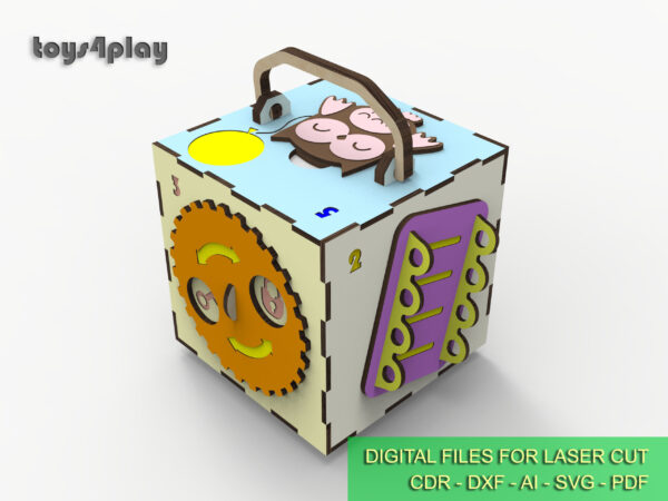 Toys Busy Cube Pattern - Laser Cut File for Creative Makers, DIY busy cube - Image 2