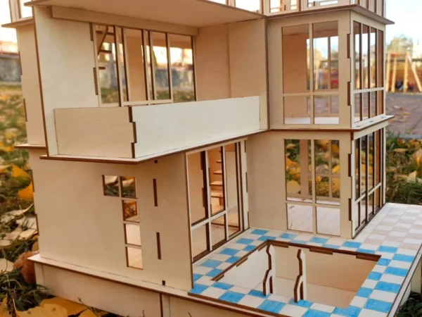 Modern two-story TAKO2 dollhouse with a pool and furniture - Image 7