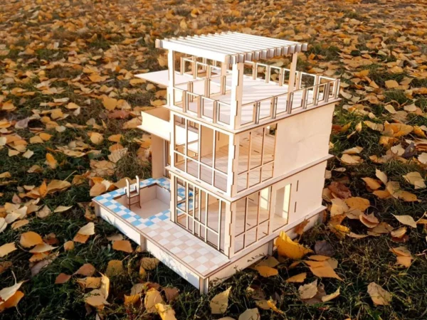 Modern two-story TAKO2 dollhouse with a pool and furniture - Image 6
