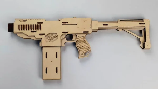 Rubber band gun like uzi, 1st from 4 and targets. Laser cut files - Image 6
