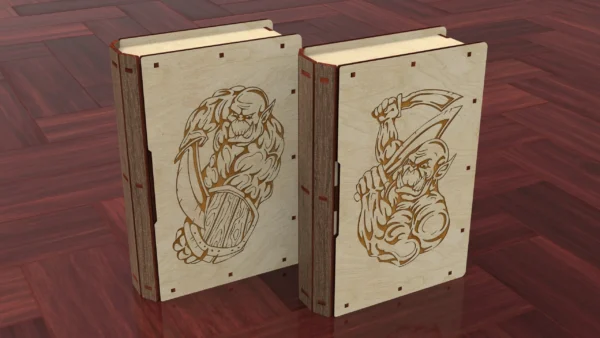Laser cut Slider Wooden Book Box, Orcs Engraving gift box, Laser Cut Files - Image 5