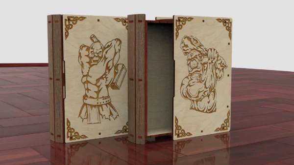 Laser cut Slider Wooden Book Box, Orcs Engraving gift box, Laser Cut Files - Image 3
