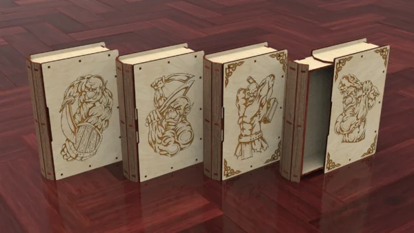 Laser cut Slider Wooden Book Box, Orcs Engraving gift box, Laser Cut Files - Image 2