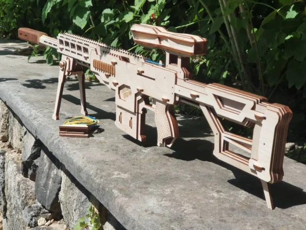 Rubber band gun like sniper rifle, 4th from 4 and targets. Laser cut files - Image 2