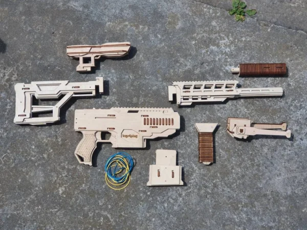 Rubber band gun like sniper rifle, 4th from 4 and targets. Laser cut files - Image 6
