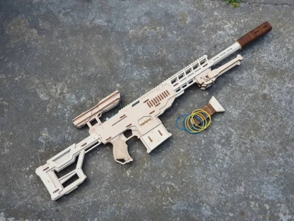Rubber band gun like sniper rifle, 4th from 4 and targets. Laser cut files - Image 4