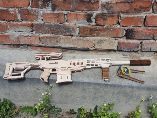 Rubber band gun like sniper rifle, 4th from 4 and targets. Laser cut files - Image 5