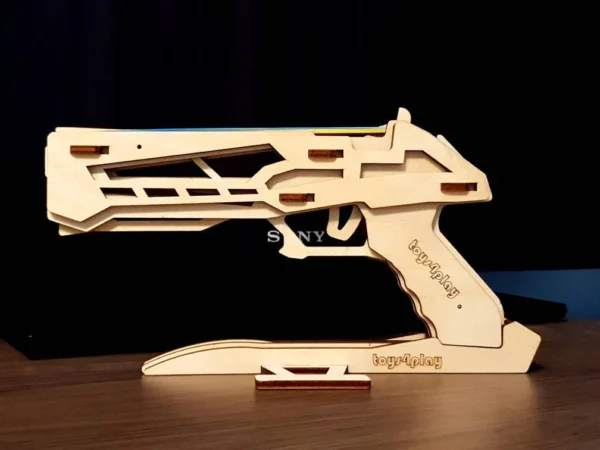 Wooden rubber band gun with stand and targets. Laser cut files - Image 4