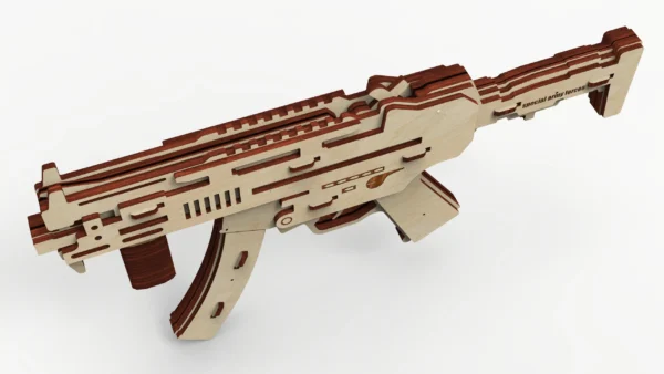 Toy submachine rubber band gun and targets. Laser cut files - Image 6