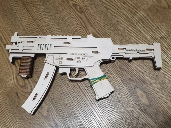 Toy submachine rubber band gun and targets. Laser cut files - Image 5
