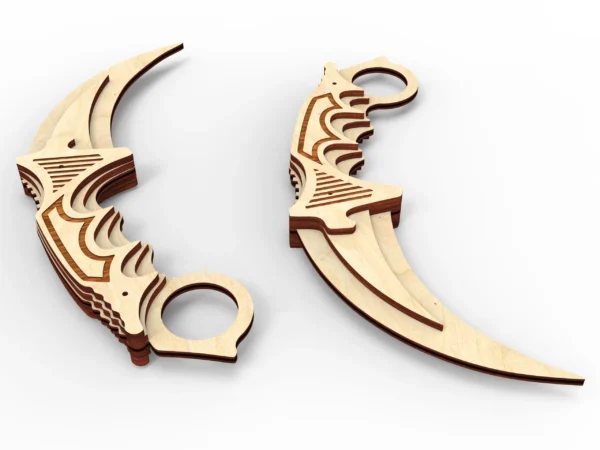 Karambit knife, wooden knife svg, hunting knife. Laser cut files - Image 4