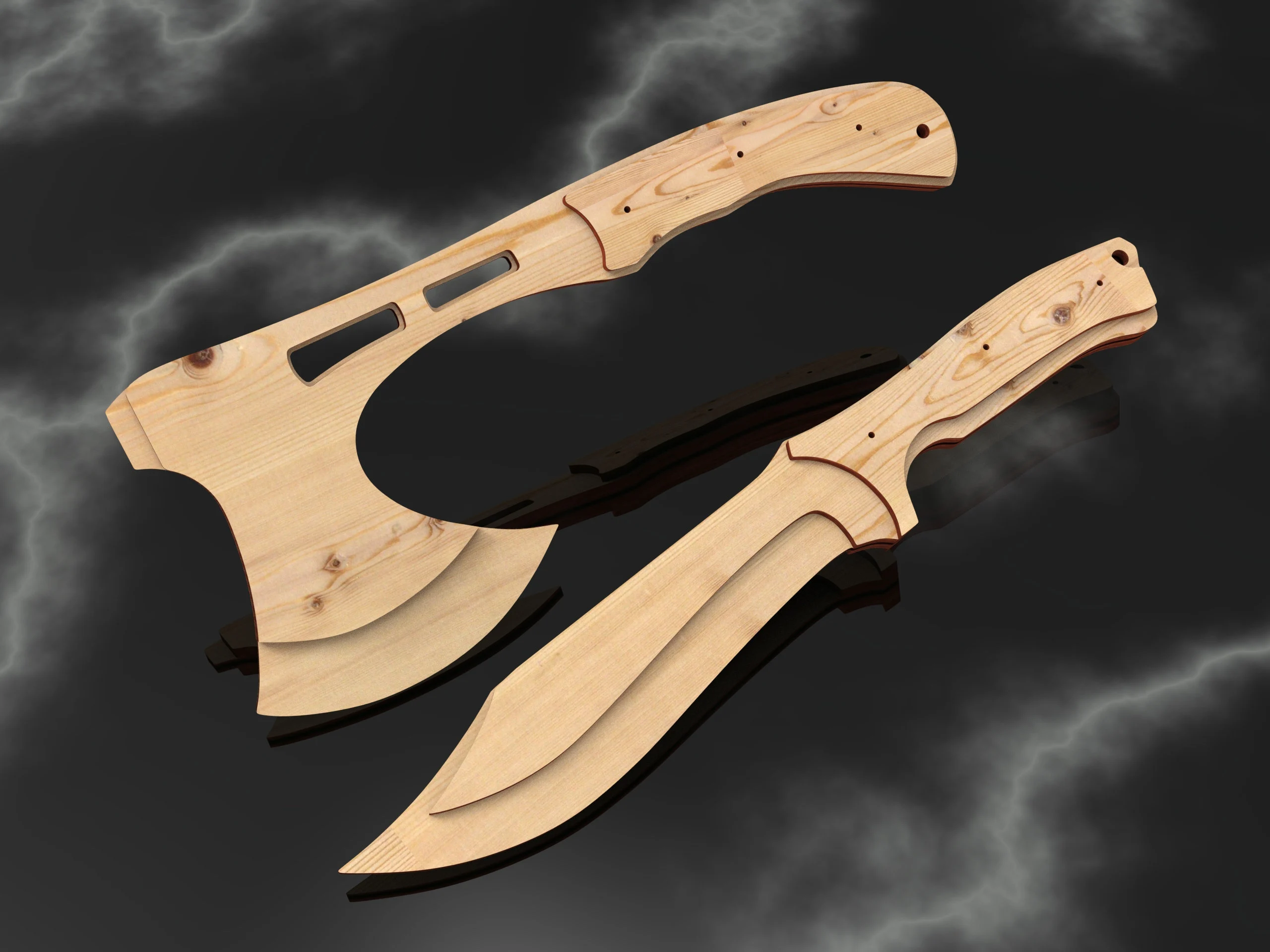 Camping Hatchet & Hunting Knife Bowie. Laser cut files - Image 7