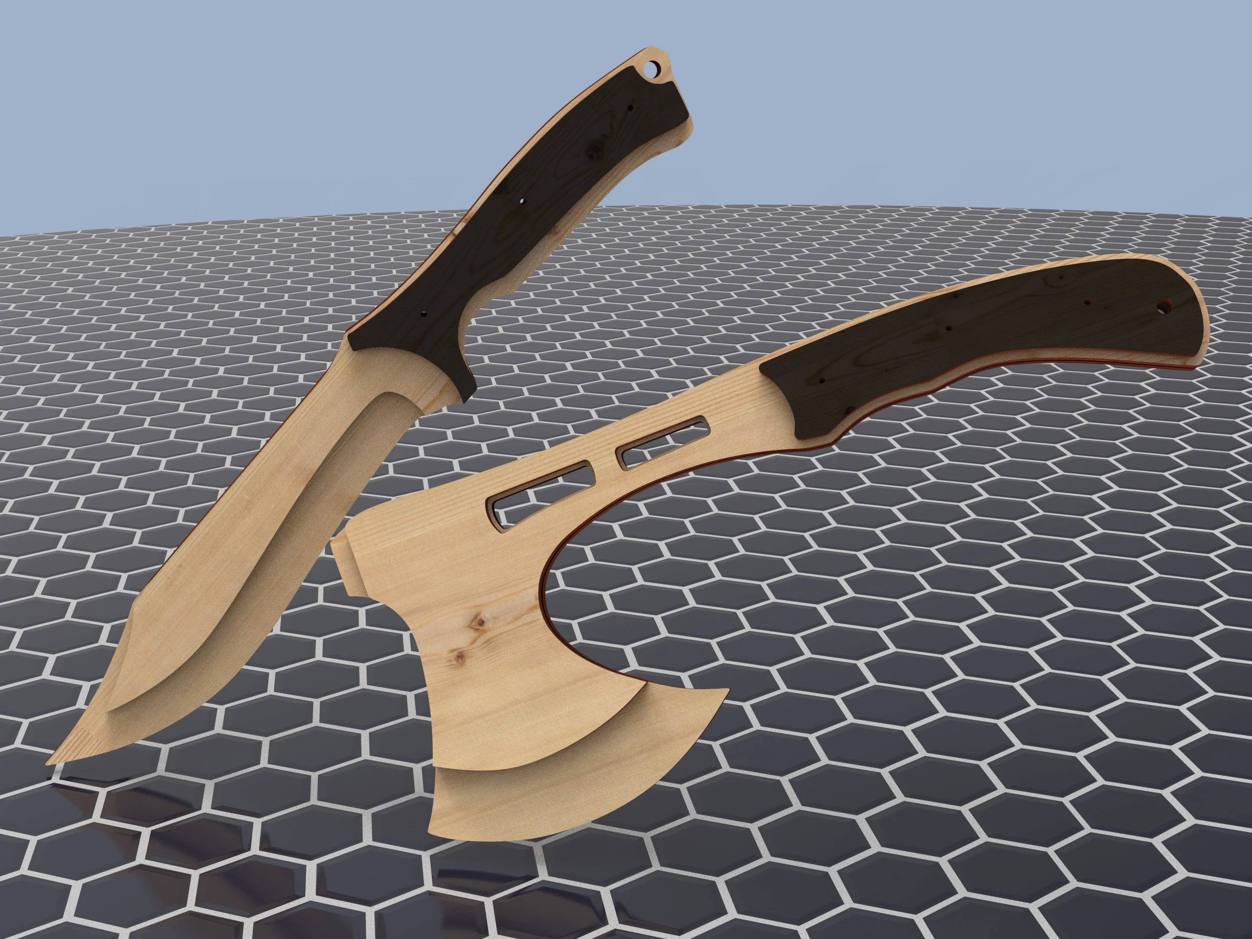 Camping Hatchet & Hunting Knife Bowie. Laser cut files - Image 6