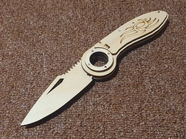 Laser Cut Wood Pocket Custom Knife, wooden folding knife. Laser cut files - Image 7