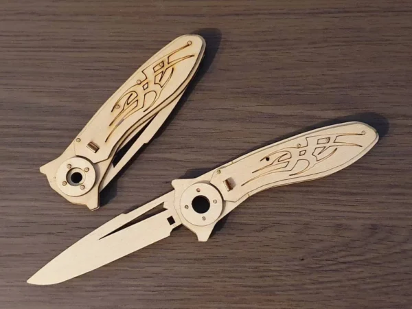 Laser Cut Wood Pocket Custom Knife v2.0, wooden folding knife. Laser cut files - Image 6
