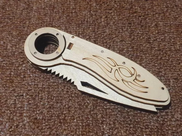 Laser Cut Wood Pocket Custom Knife, wooden folding knife. Laser cut files - Image 6