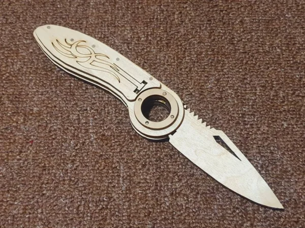 Laser Cut Wood Pocket Custom Knife, wooden folding knife. Laser cut files - Image 5