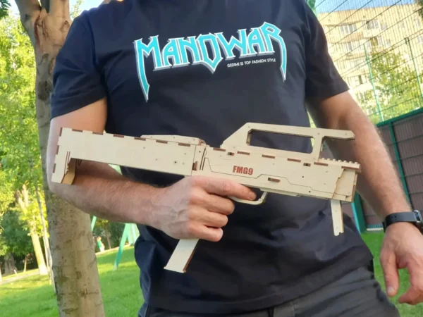 FMG9 Wooden Toy Gun Kit Rubber Band Gun Submachine and targets