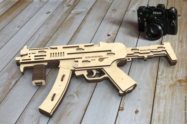 Toy submachine rubber band gun and targets. Laser cut files - Image 7