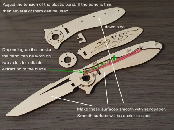 Laser Cut Wood Pocket Custom Knife v2.0, wooden folding knife. Laser cut files - Image 5