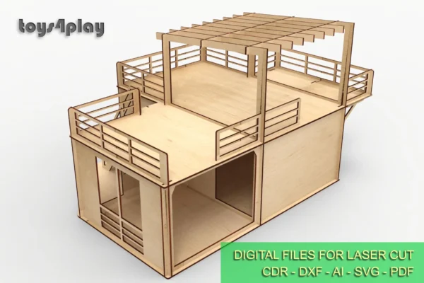 Laser Cut Files for Wooden garage kit 1/12 scale (4mm) and 1/6 scale (9mm) car parking - Image 2