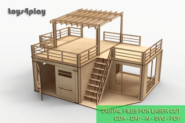 Laser Cut Files for Wooden garage kit 1/12 scale (4mm) and 1/6 scale (9mm) car parking