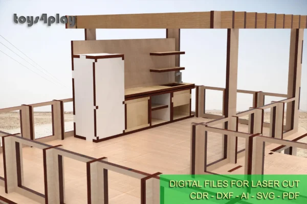 Modern two-story TAKO2 dollhouse with a pool and furniture - Image 4