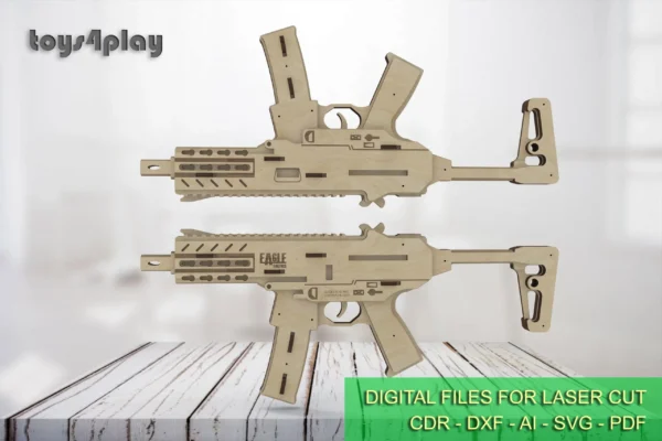 Small rubber band submachine gun and targets. Laser cut files - Image 2
