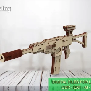 Rubber band gun like AK, 2nd from 4 and targets. Laser cut files
