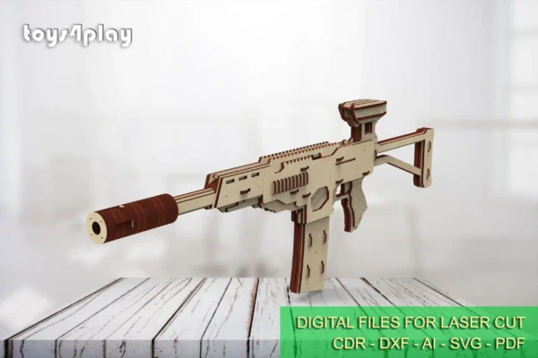 Rubber band gun like AK, 2nd from 4 and targets. Laser cut files