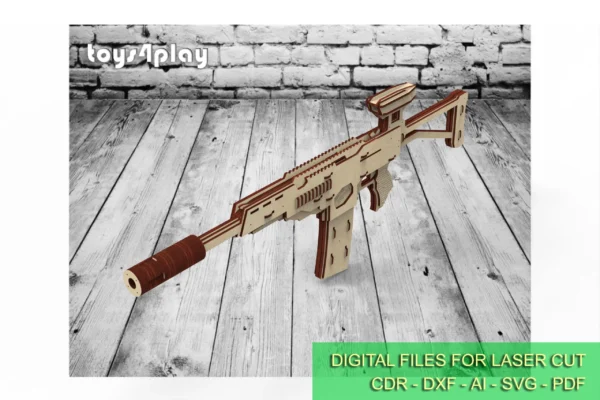 Rubber band gun like AK, 2nd from 4 and targets. Laser cut files - Image 3
