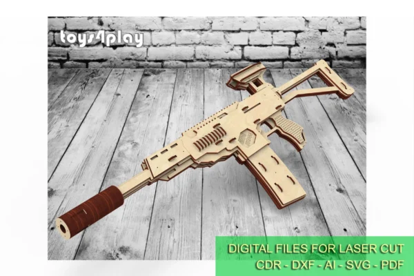 Rubber band gun like AK, 2nd from 4 and targets. Laser cut files - Image 2