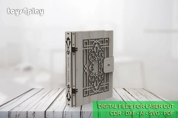 Wooden book box, jewelry box wood, laser cut files, Gift box, Digital product