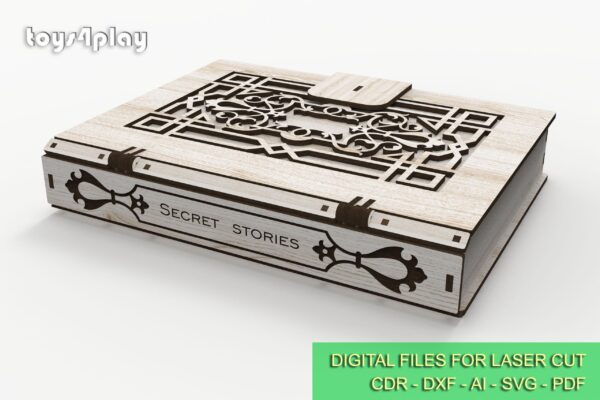 Wooden book box, jewelry box wood, laser cut files, Gift box, Digital product - Image 2
