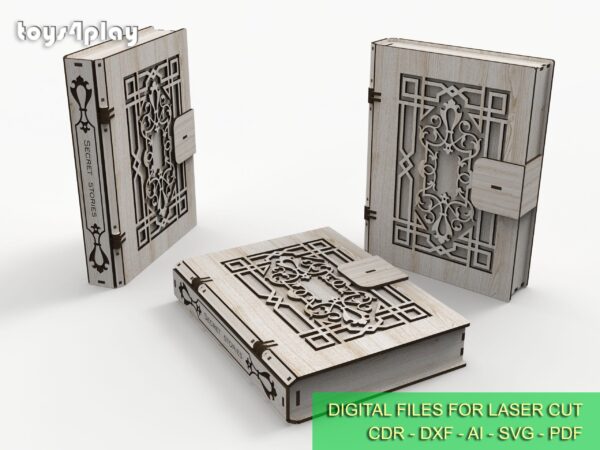 Wooden book box, jewelry box wood, laser cut files, Gift box, Digital product - Image 4