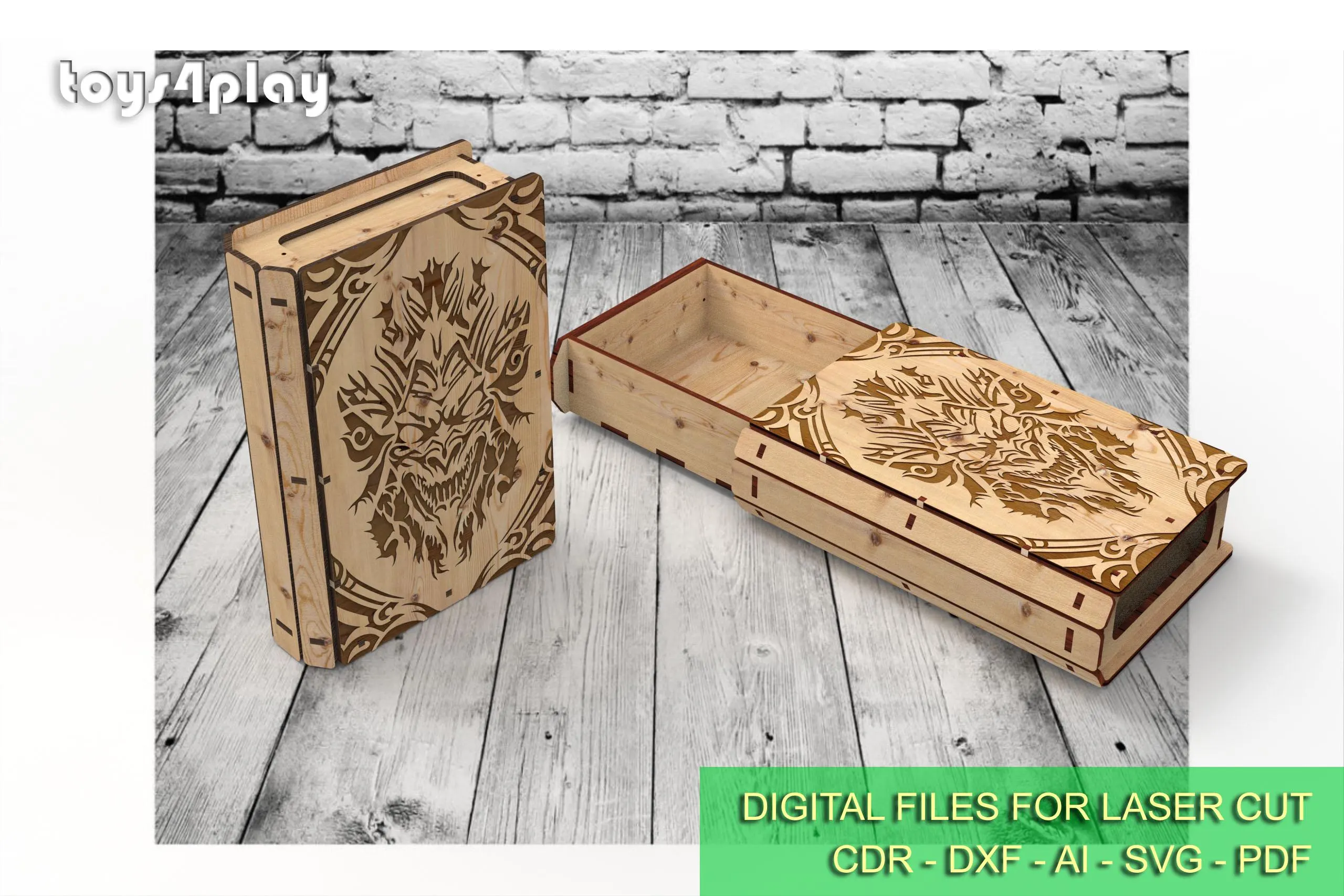Laser Cut Slider Wooden Book Box Gift - Digital Product for Crafters - Image 2