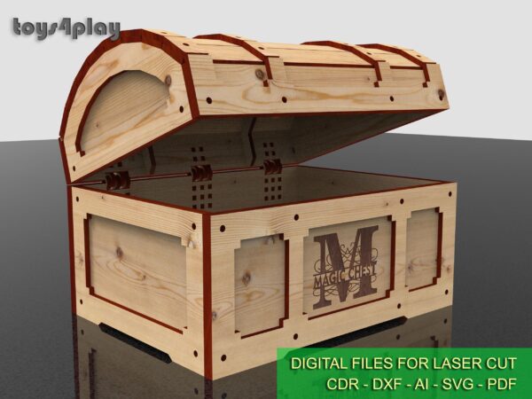 Magic Treasure Chest, woden gift box SVG, laser cut files, Gift box, Digital product cdr/dxf/svg/ai/pdf