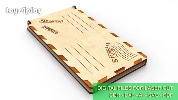 Cash envelope, gift box 2, 4 sizes, gift envelope. Digital files for laser cut - Image 2