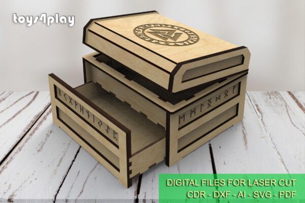 Casket with a secret, chest with drawer, secret box svg, jewelry box, celtic ornament, Digital product - Image 3