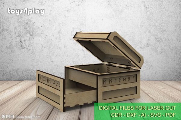 Casket with a secret, chest with drawer, secret box svg, jewelry box, celtic ornament, Digital product - Image 2
