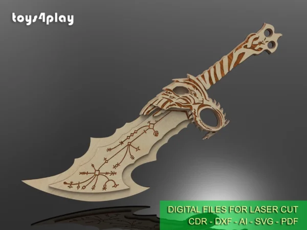 Kratos Blades Of Chaos, God of War Blades of Chaos Sword Twin Blades. Laser cut files - Image 4