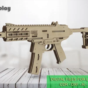 Small rubber band submachine gun and targets. Laser cut files