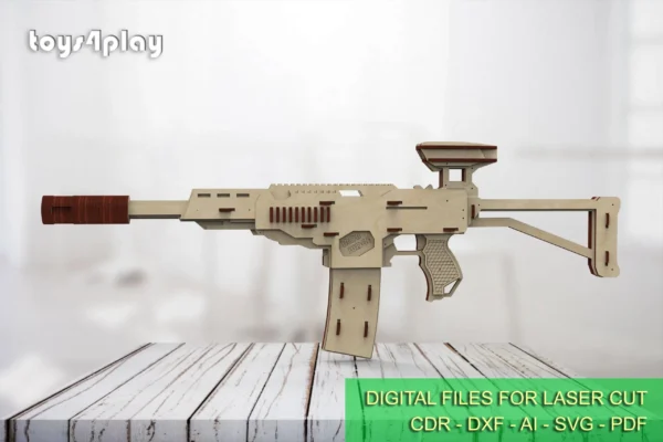 Rubber band gun like AK, 2nd from 4 and targets. Laser cut files - Image 4